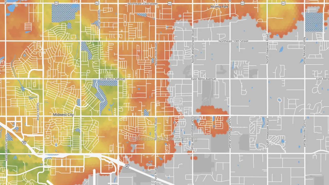 Bike Grade map of 73130, OK