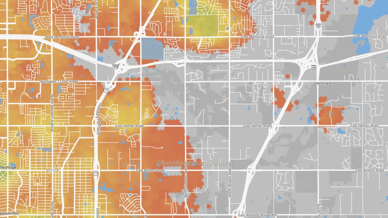 Bike Grade map of 73131, OK