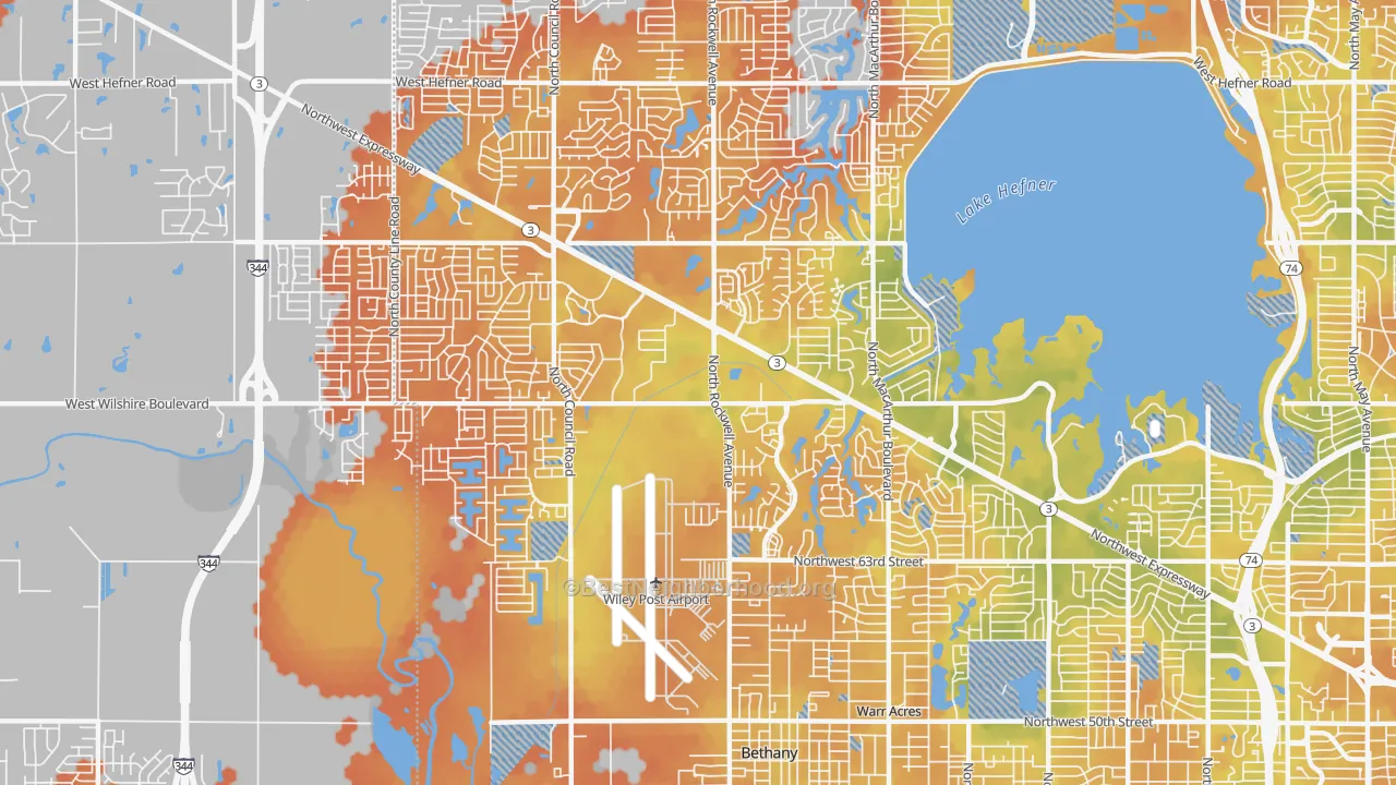 Bike Grade map of 73132, OK