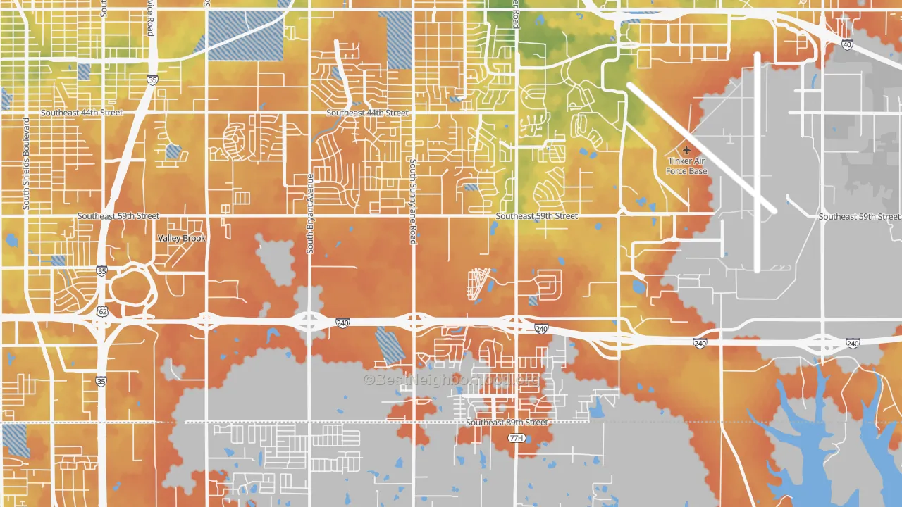 Bike Grade map of 73135, OK