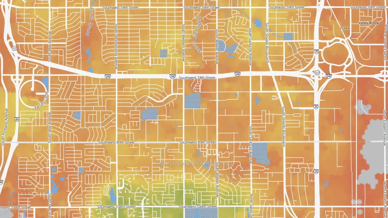 Bike Grade map of 73139, OK