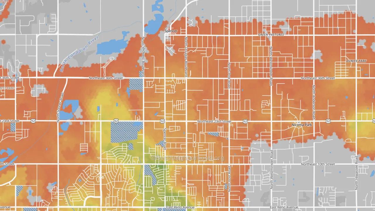 Bike Grade map of 73141, OK