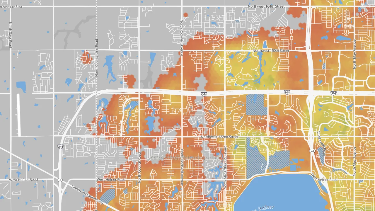 Bike Grade map of 73142, OK