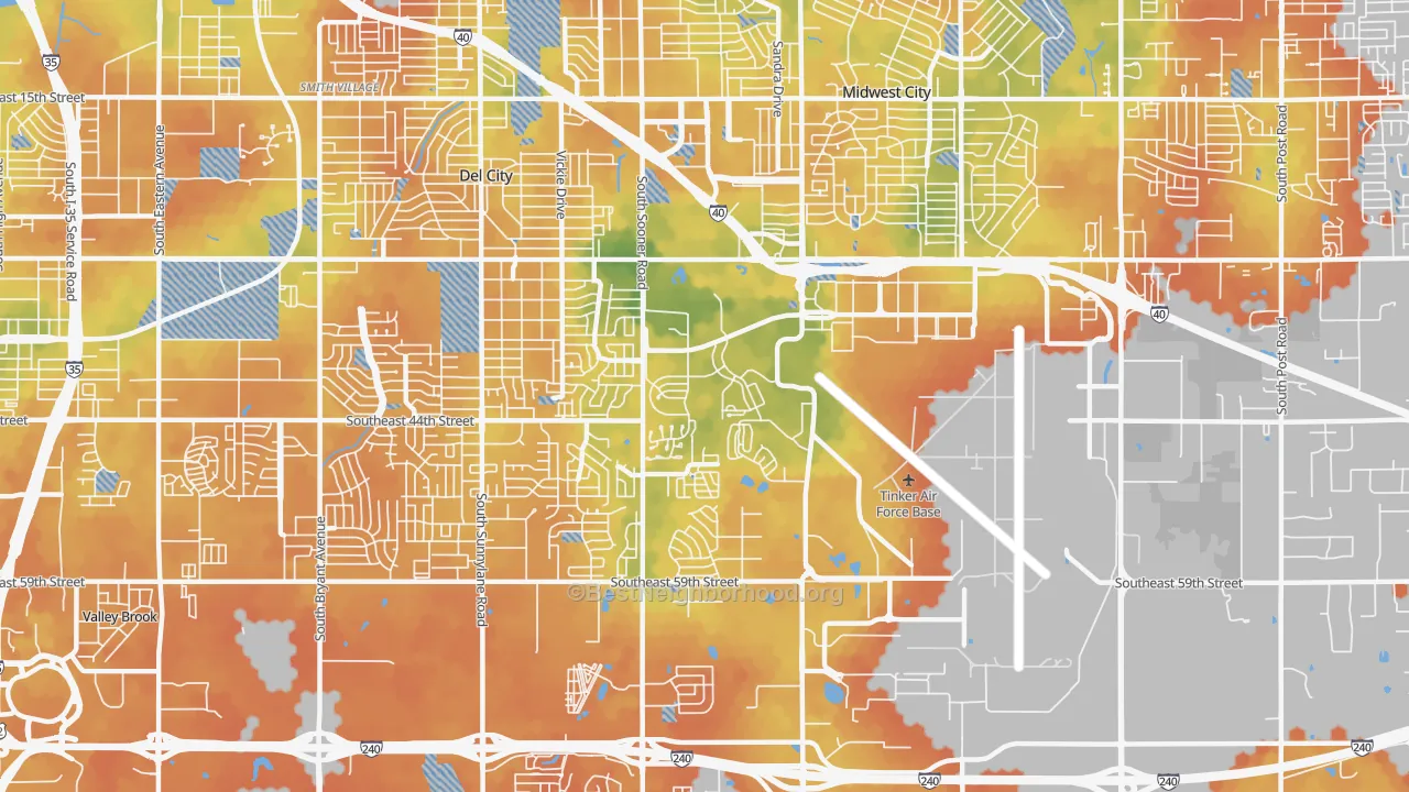 Bike Grade map of 73145, OK