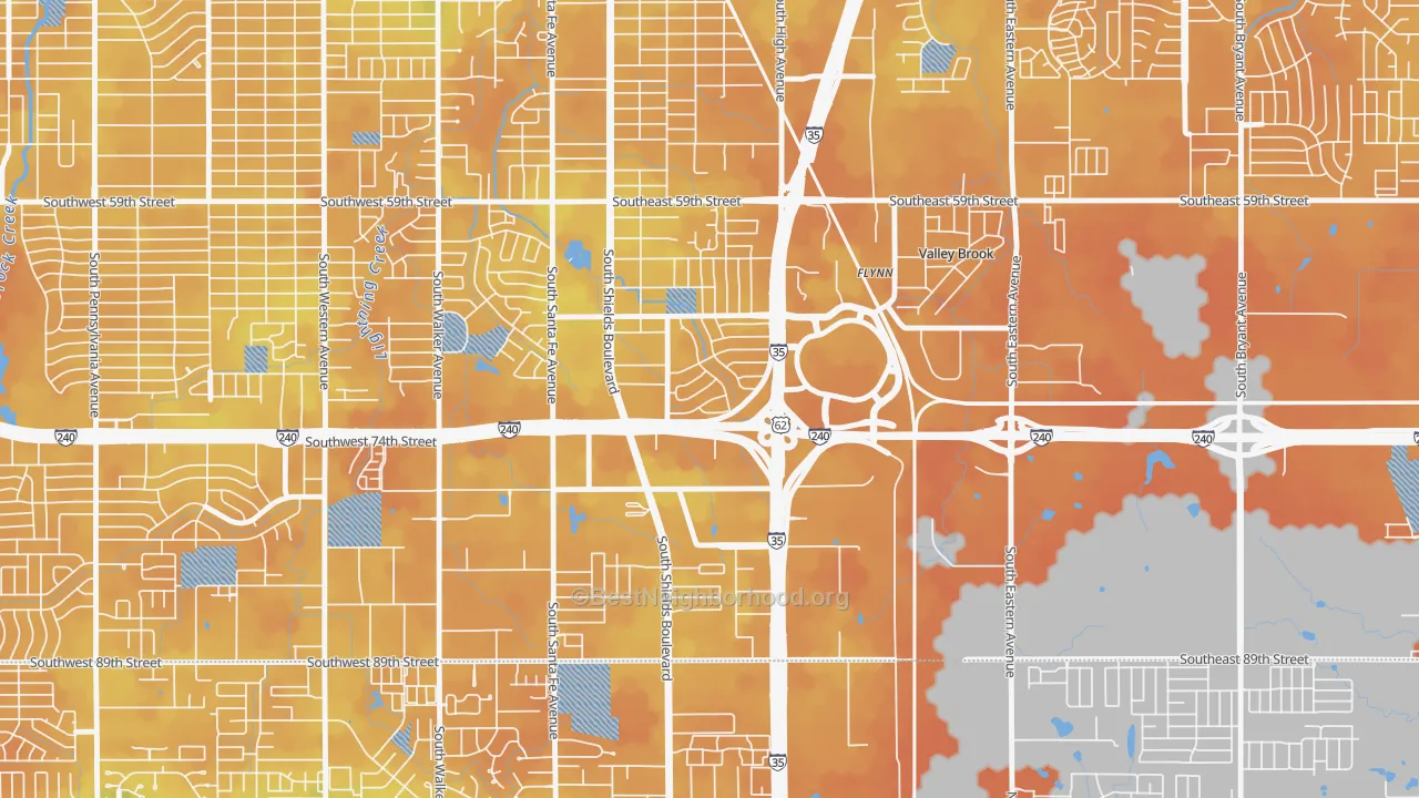 Bike Grade map of 73149, OK