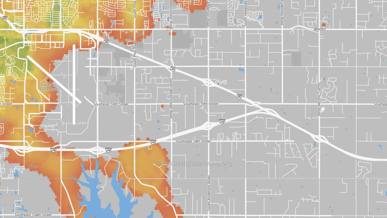 Bike Grade map of 73150, OK