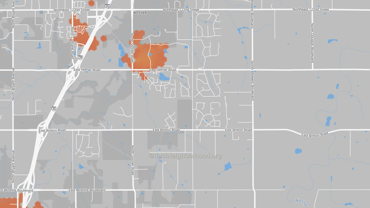 Bike Grade map of 73151, OK