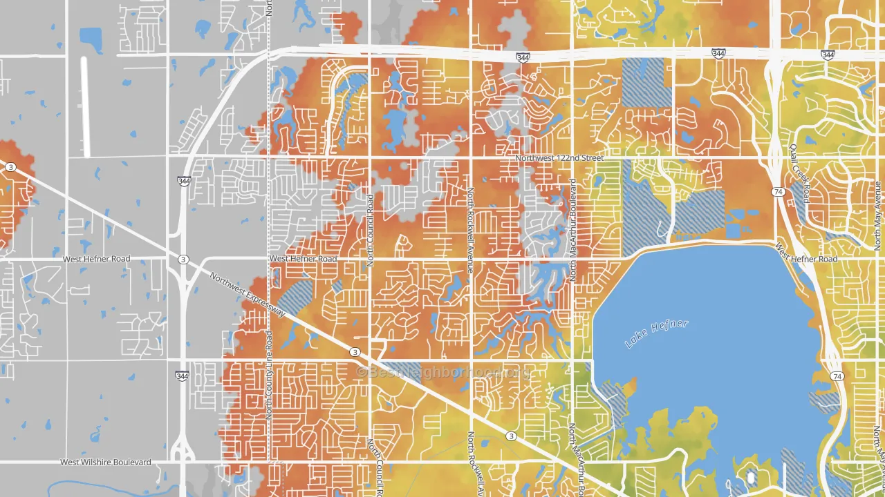 Bike Grade map of 73162, OK