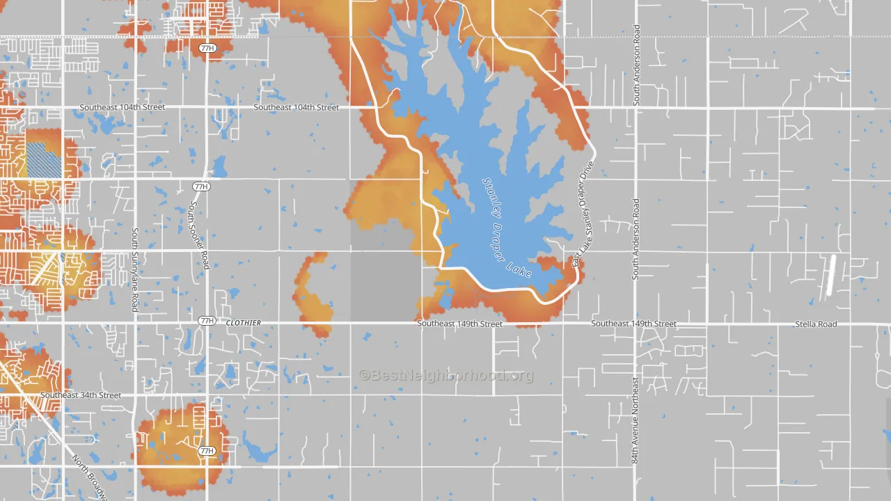 Bike Grade map of 73165, OK