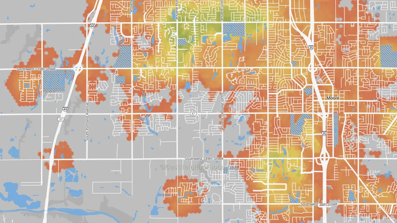 Bike Grade map of 73170, OK