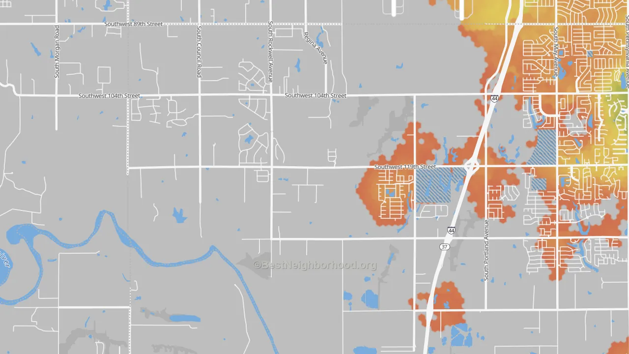 Bike Grade map of 73173, OK