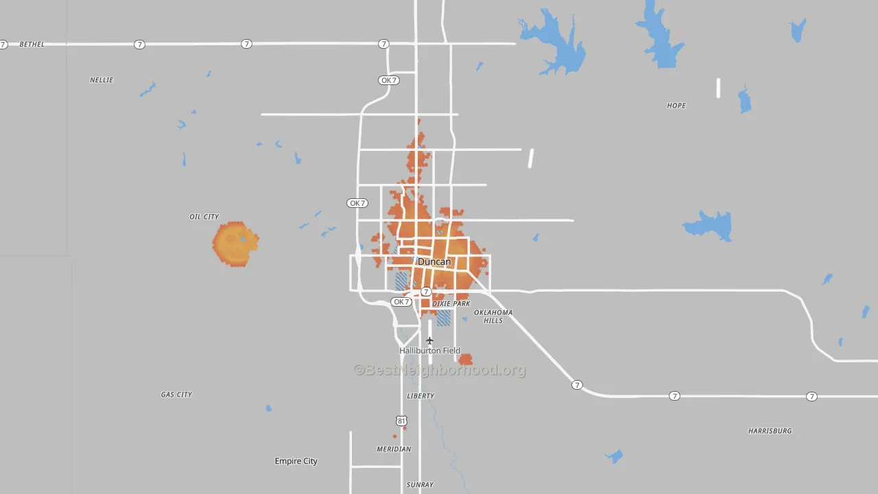 Bike Grade map of 73533, OK