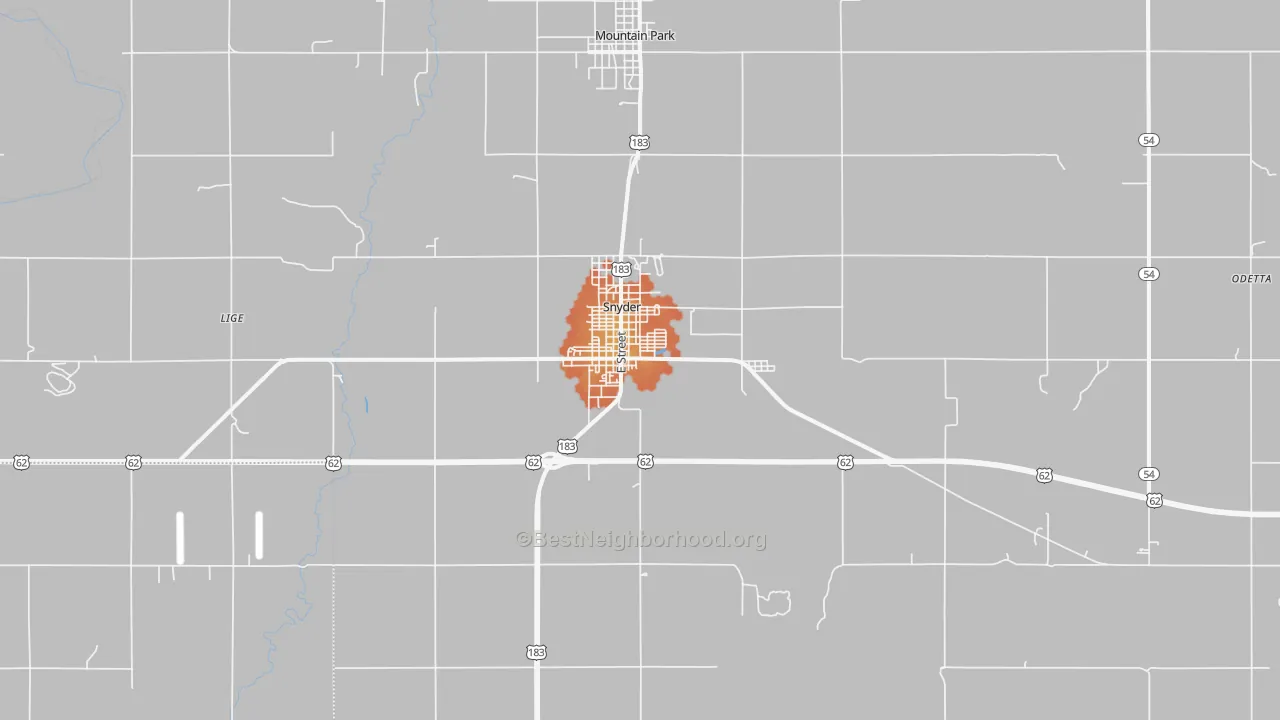 Bike Grade map of 73566, OK