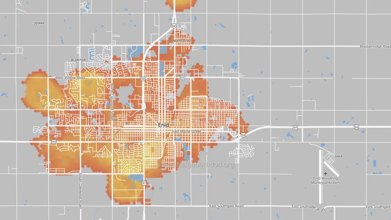 Bike Grade map of 73701, OK