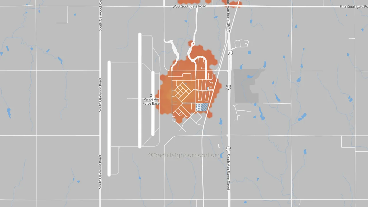 Bike Grade map of 73705, OK
