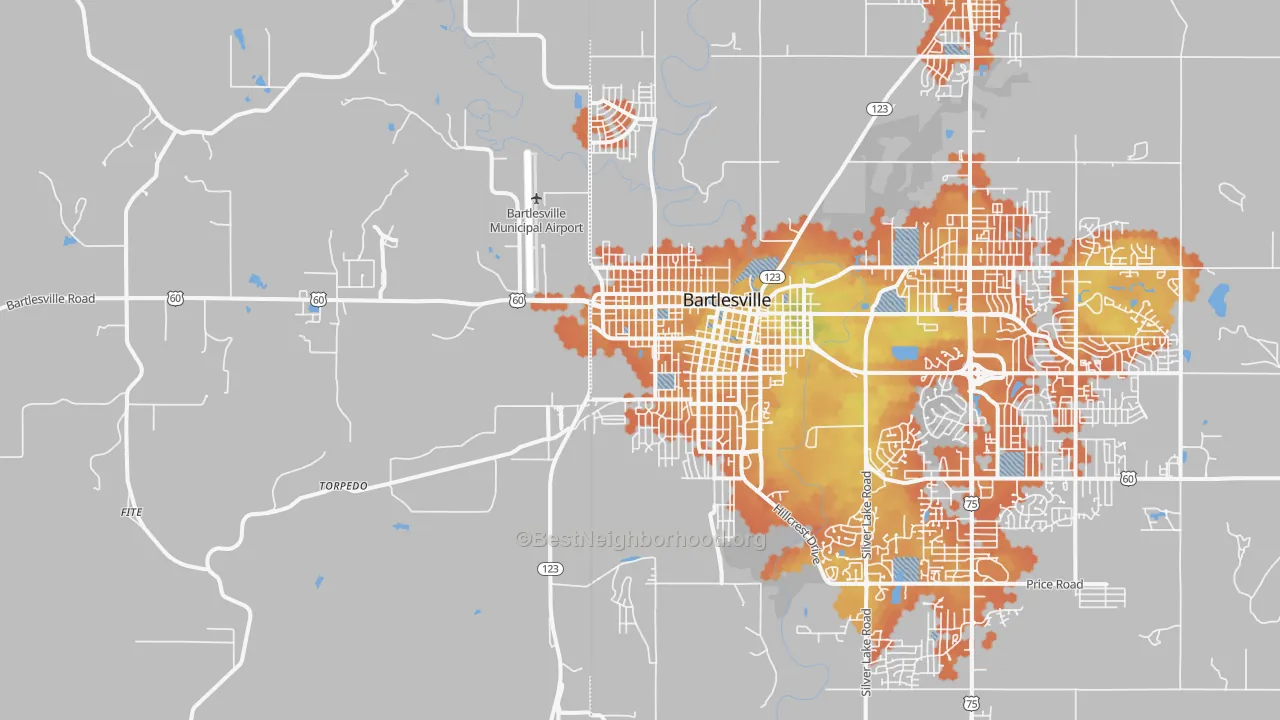 Bike Grade map of 74003, OK