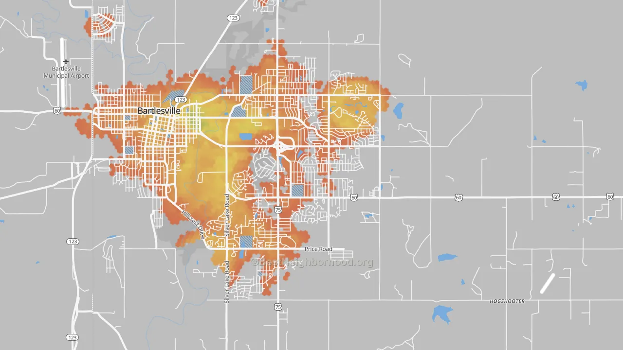 Bike Grade map of 74006, OK