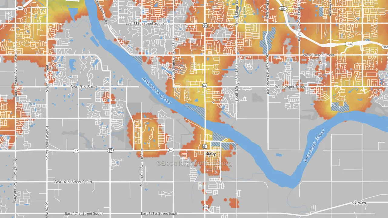 Bike Grade map of 74008, OK