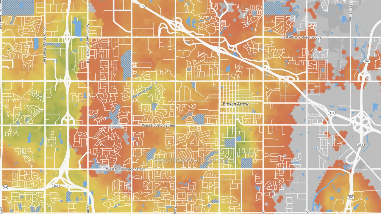 Bike Grade map of 74012, OK