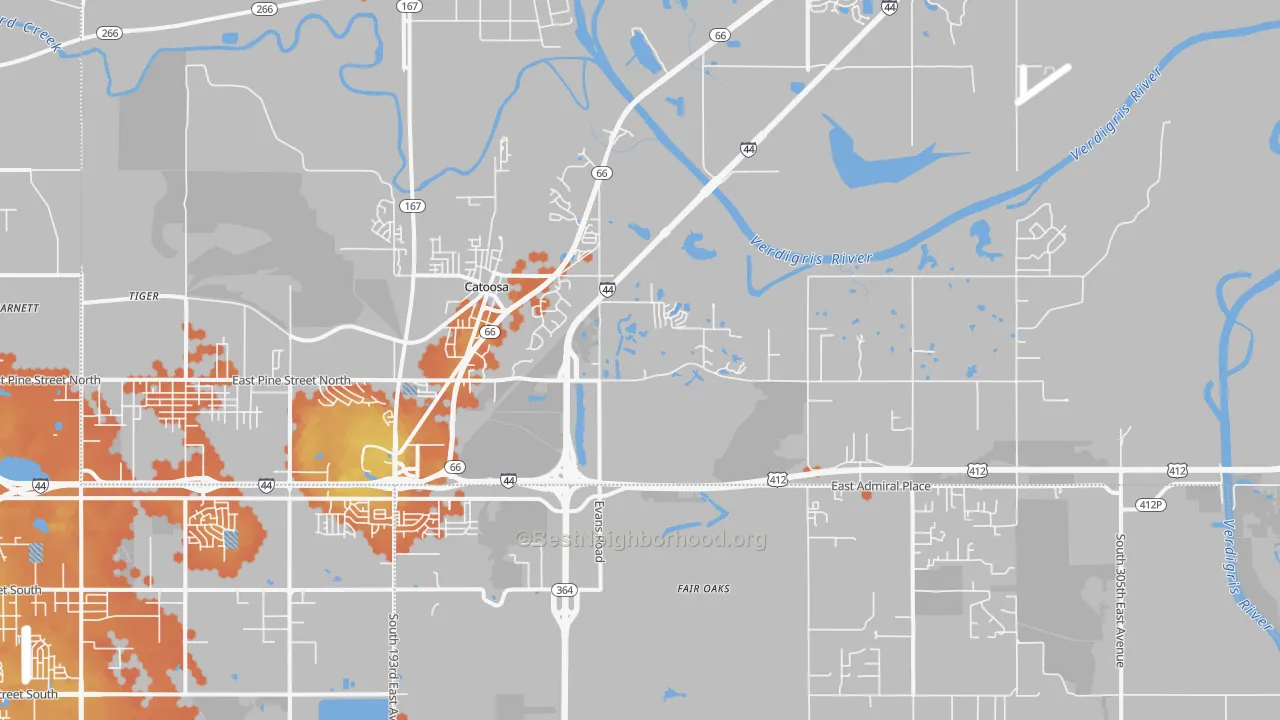 Bike Grade map of 74015, OK