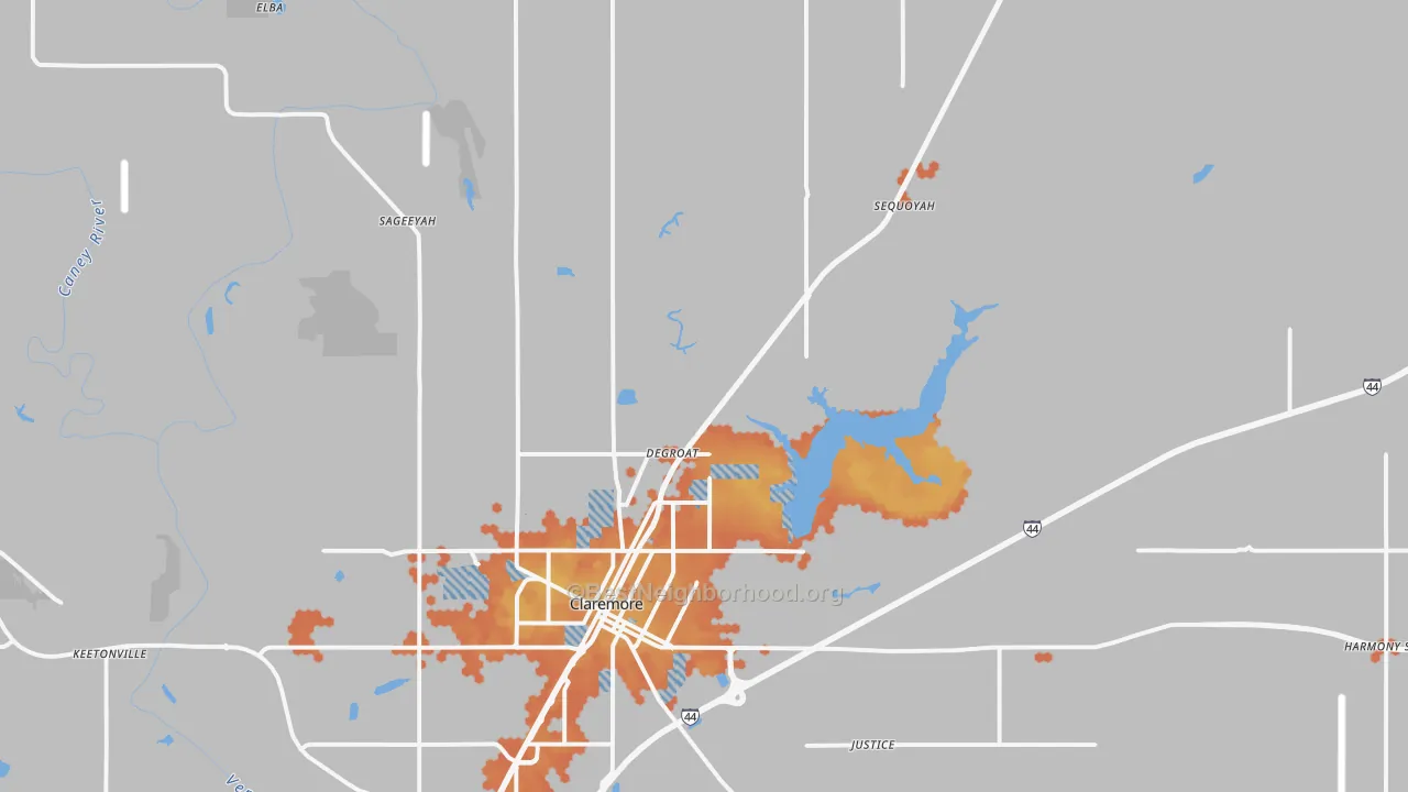 Bike Grade map of 74017, OK