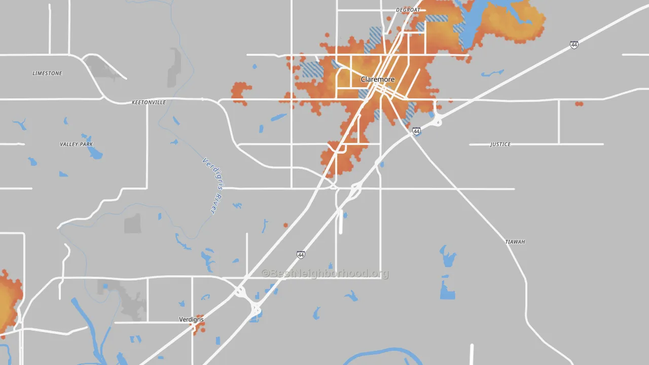 Bike Grade map of 74019, OK