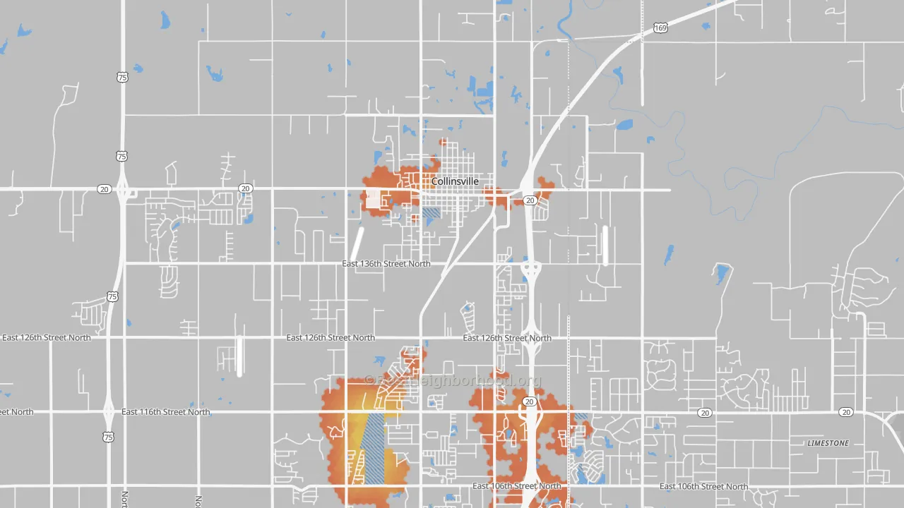 Bike Grade map of 74021, OK