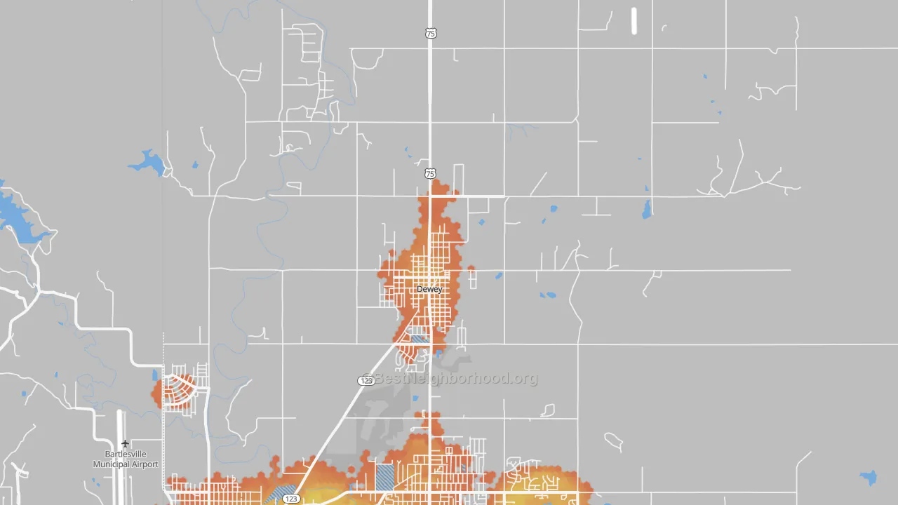 Bike Grade map of 74029, OK