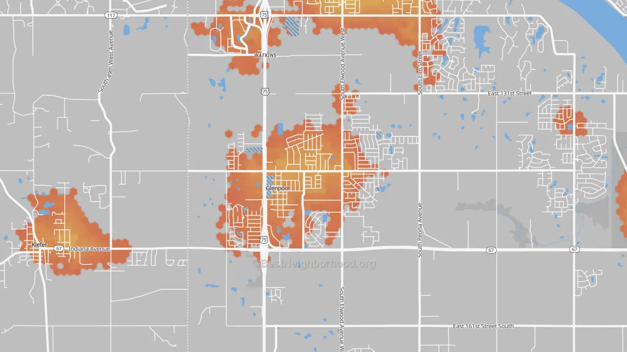 Bike Grade map of 74033, OK