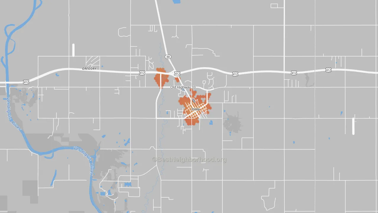 Bike Grade map of 74036, OK