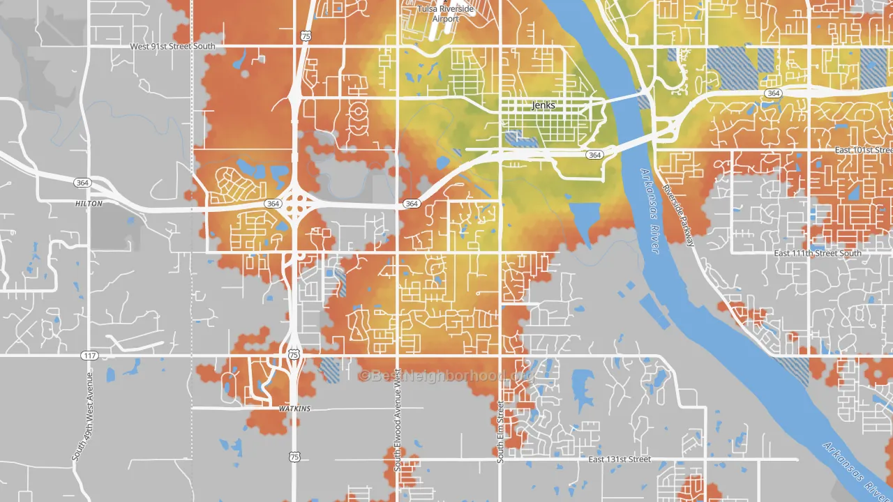 Bike Grade map of 74037, OK