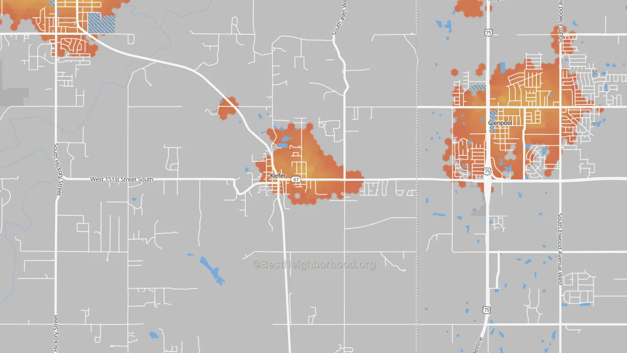 Bike Grade map of 74041, OK