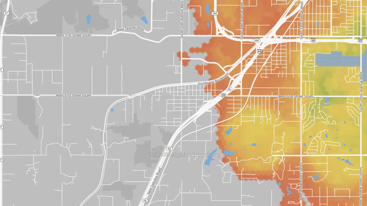 Bike Grade map of 74050, OK