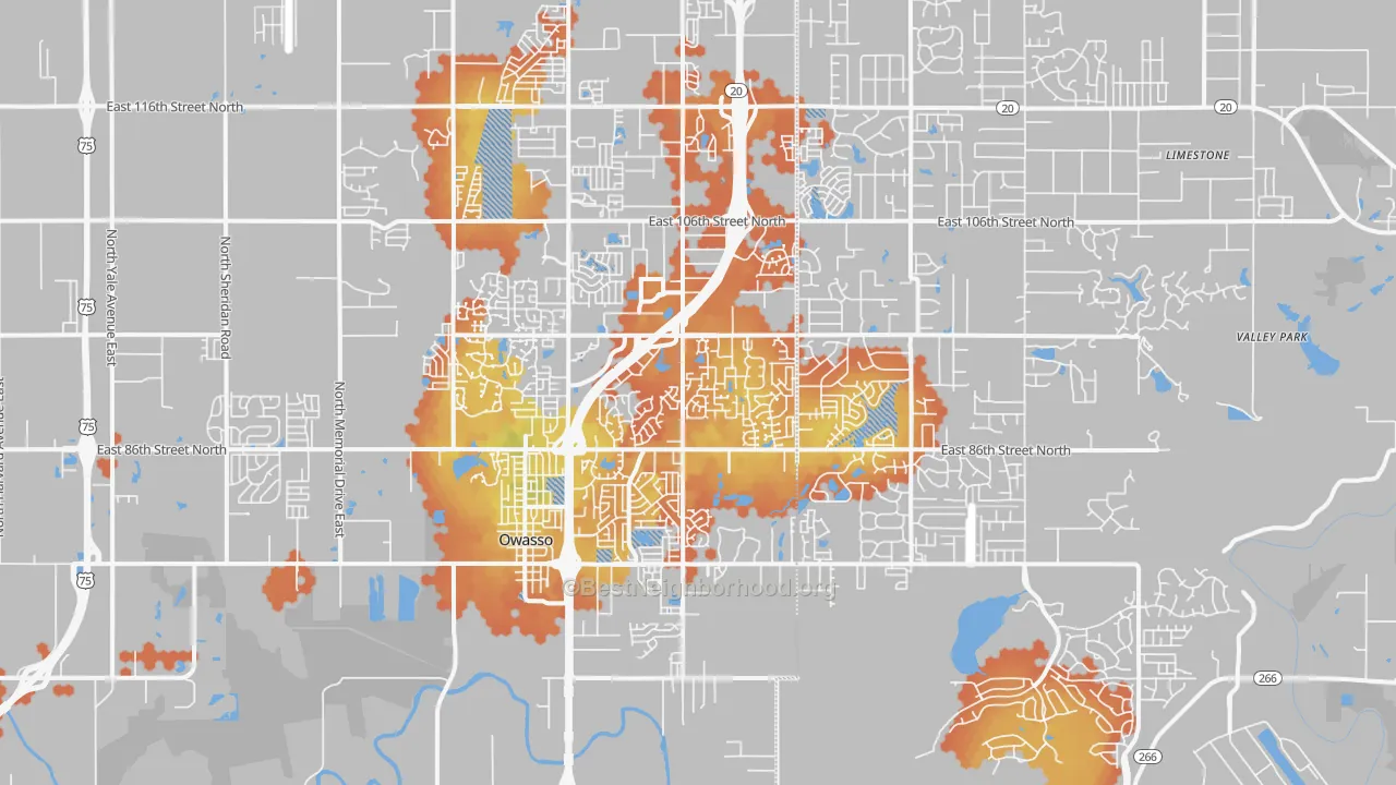 Bike Grade map of 74055, OK