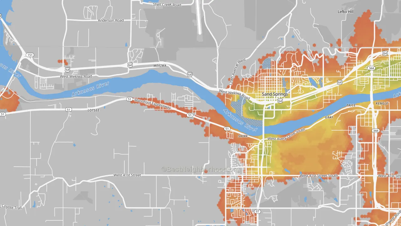 Bike Grade map of 74063, OK