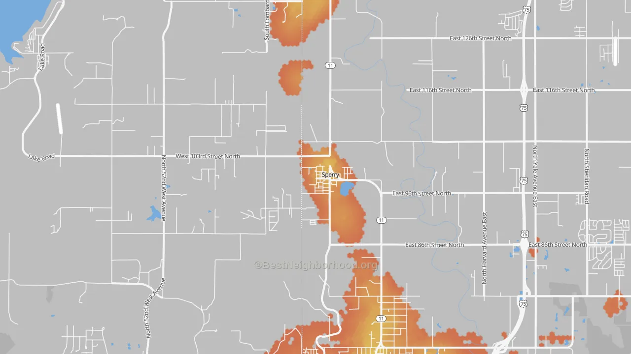 Bike Grade map of 74073, OK