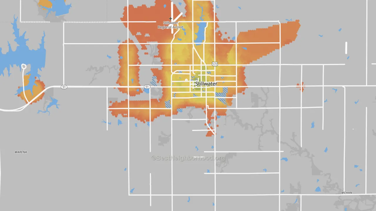 Bike Grade map of 74074, OK