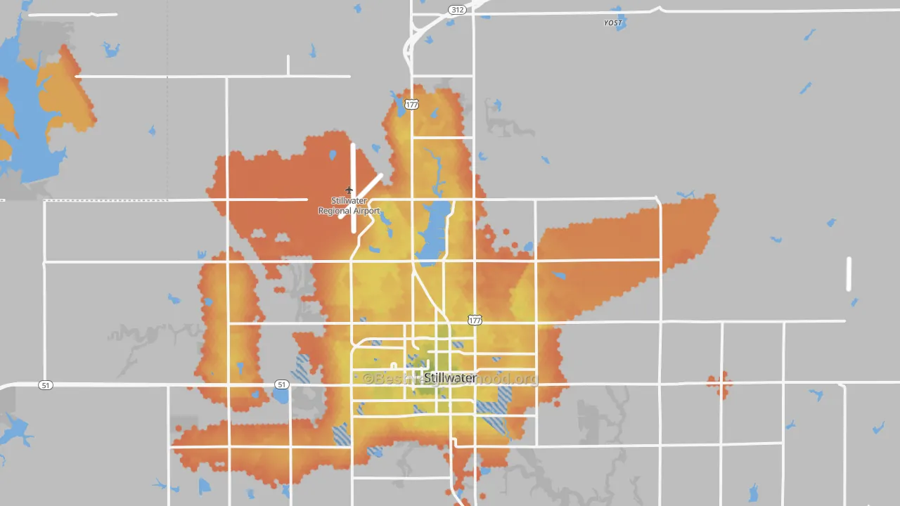 Bike Grade map of 74075, OK