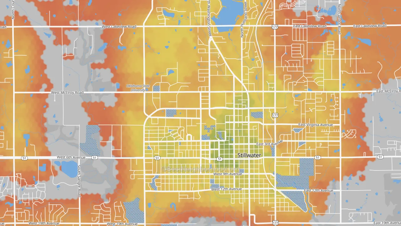 Bike Grade map of 74078, OK