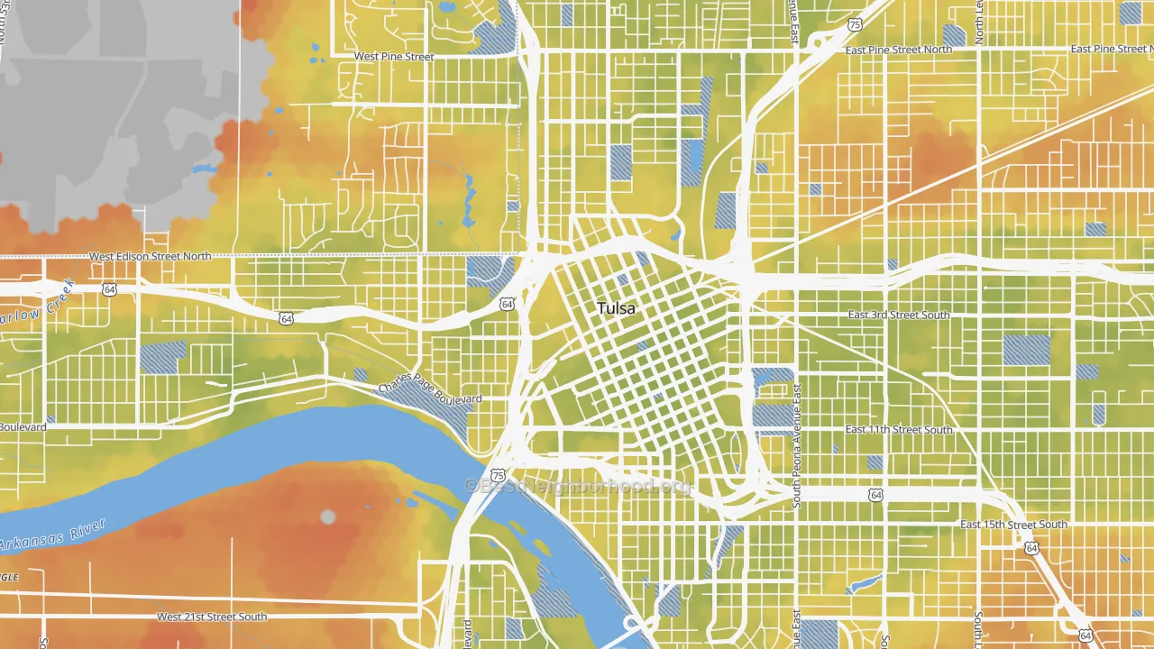 Bike Grade map of 74103, OK