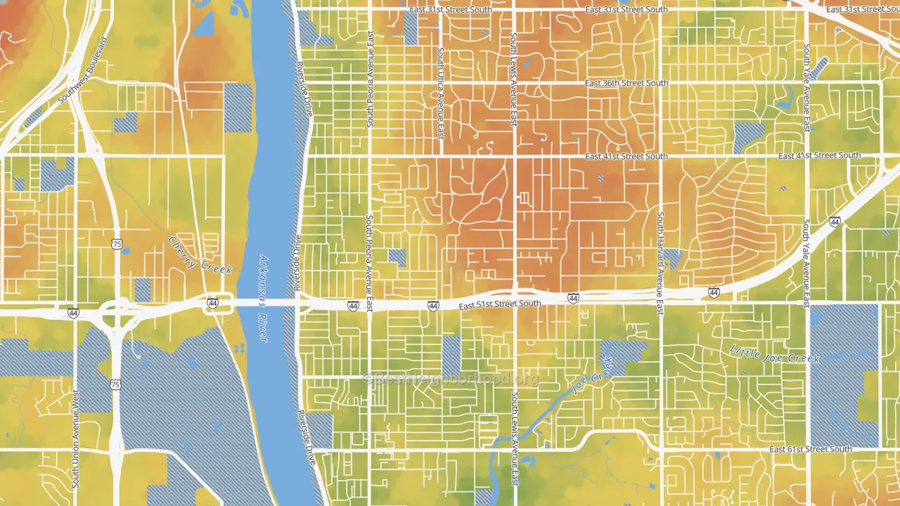 Bike Grade map of 74105, OK