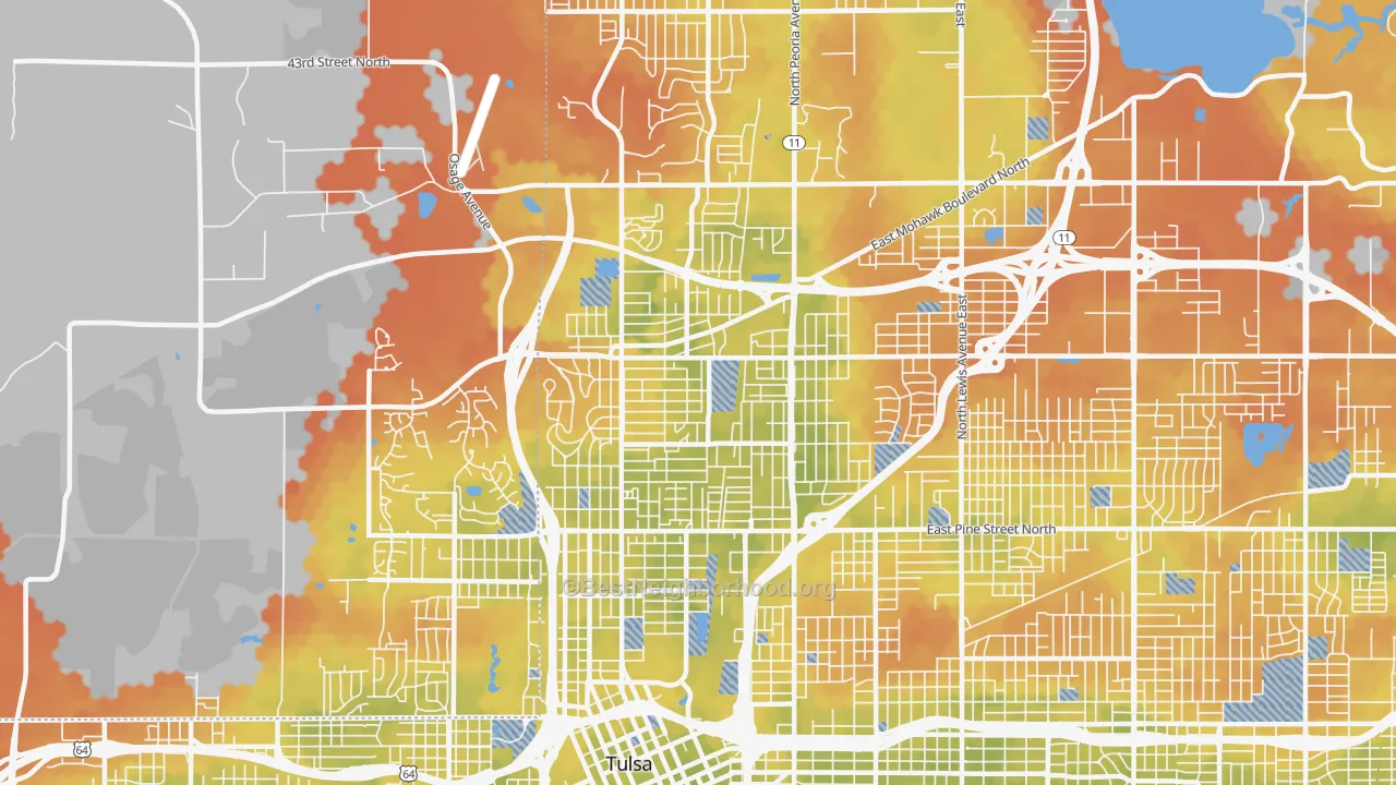 Bike Grade map of 74106, OK