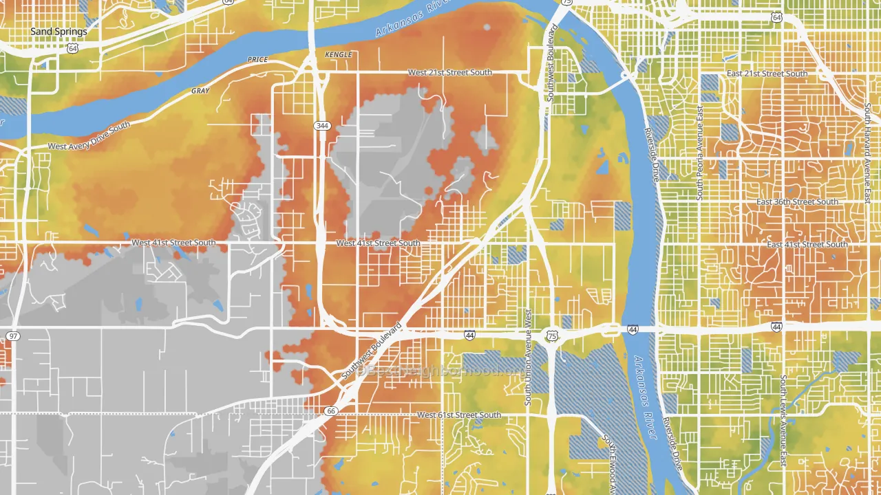 Bike Grade map of 74107, OK