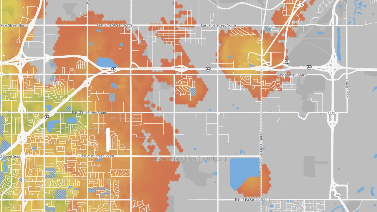 Bike Grade map of 74108, OK