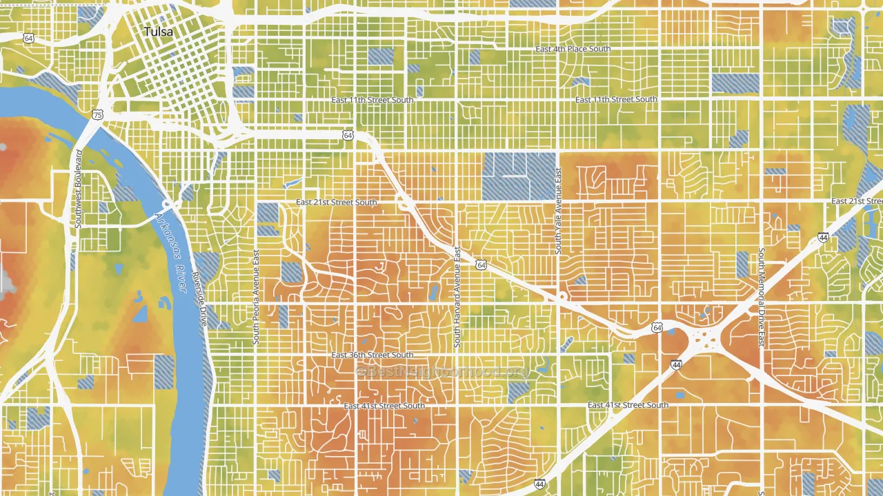 Bike Grade map of 74114, OK