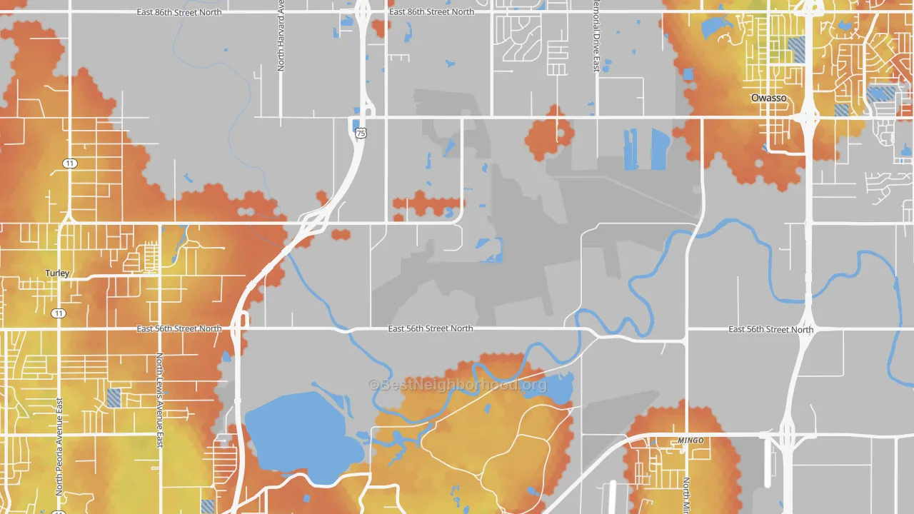 Bike Grade map of 74117, OK