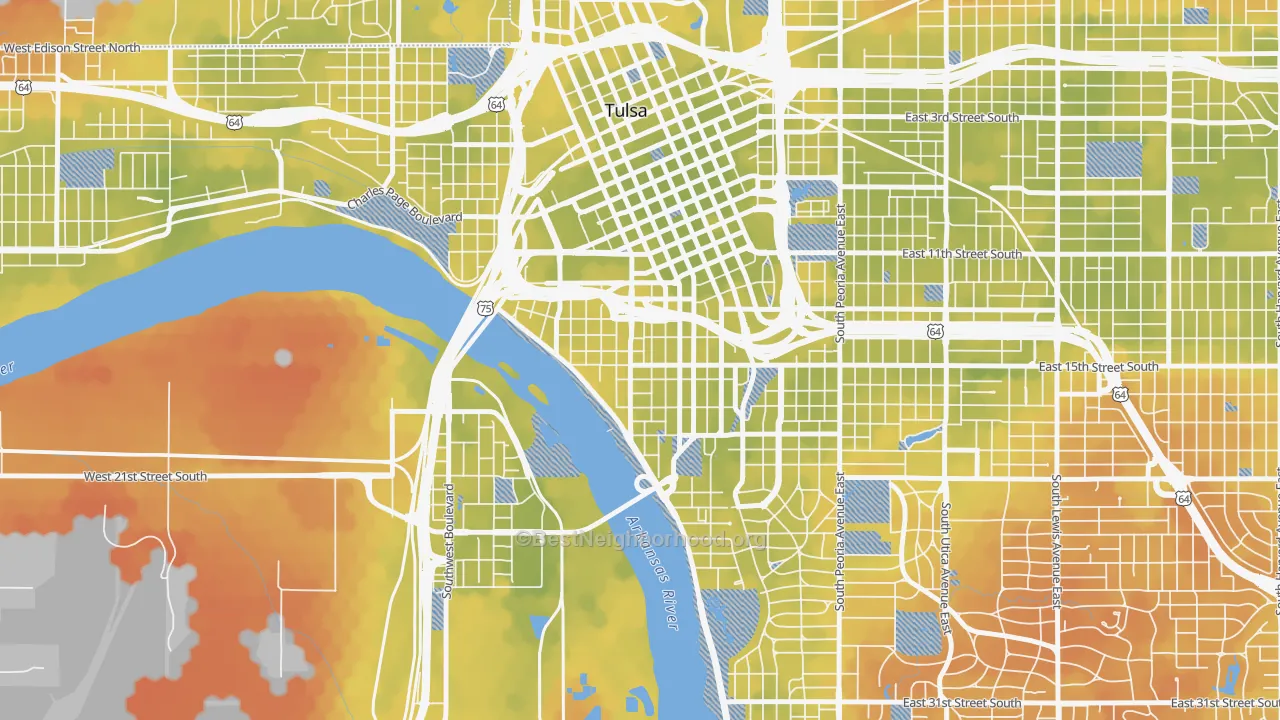 Bike Grade map of 74119, OK