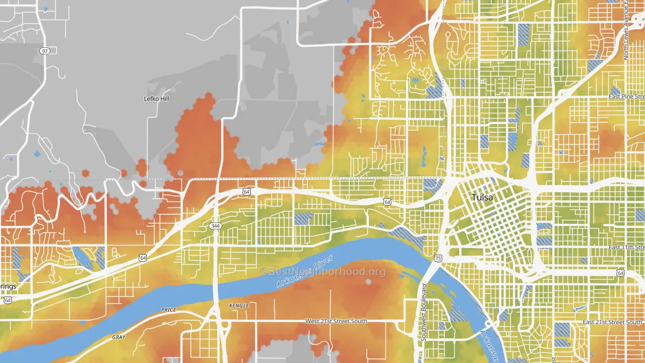 Bike Grade map of 74127, OK