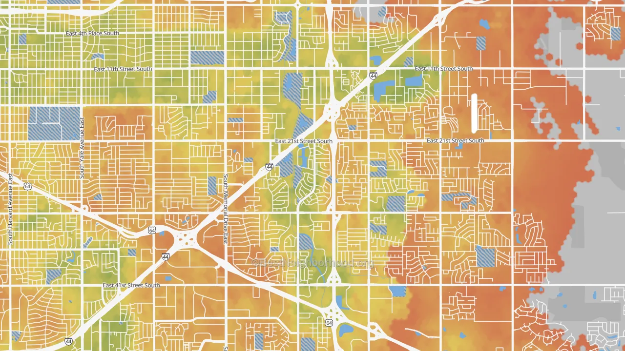 Bike Grade map of 74129, OK