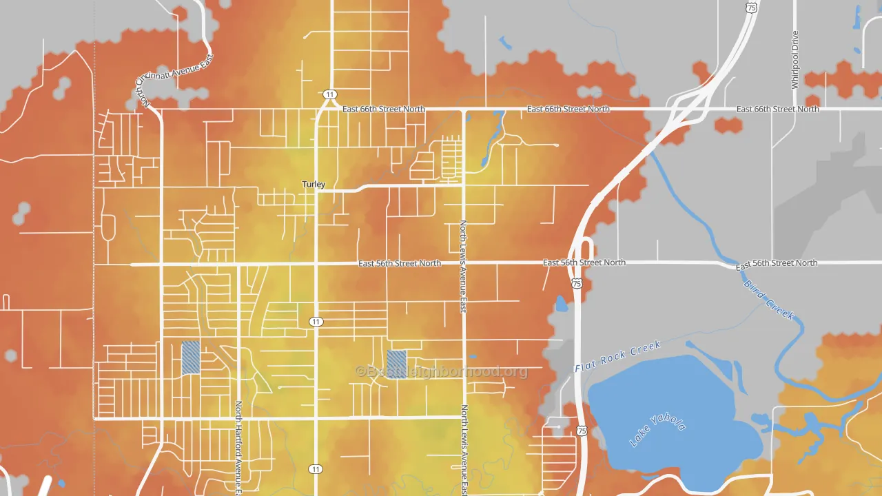 Bike Grade map of 74130, OK